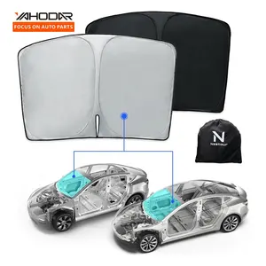 Yahodar Car Interior Accessories Front Windshield Sun Shade Nylon Cloth Shades Protector For Model Y 2021
