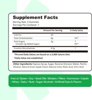 Gummies de créatine à marque privée OEM, saveur pomme verte acidulée, créatine monohydrate, complément alimentaire sportif
