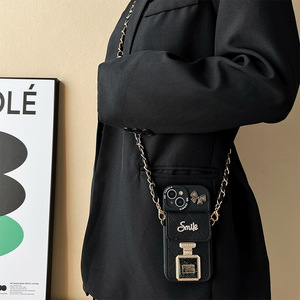 Nước Hoa Chai Lật Gương Với Crossbody Chuỗi Trở Lại Dây Đeo Đồng Xu Ví Chủ Thẻ Điện Thoại Trường Hợp Đối Với iPhone 17 Promax 16 Cộng Với 15 12 - Product Image 4