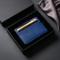 Portefeuille minimaliste en cuir fin, double poche pour cartes, porte-cartes de crédit portable, porte-carte d'identité unisexe, pochette pour cartes de poche
