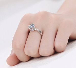 แหวนเพชรโมอิสประกายเพชรสำหรับทดสอบผ่านมา1กะรัตของขวัญแต่งงานแหวนเงิน925 - Product Image 2