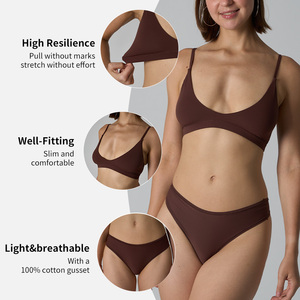 SK1209&1215 Set Intimo Donna con <span class=keywords><strong>Reggiseno</strong></span> a V <span class=keywords><strong>Senza</strong></span> <span class=keywords><strong>Imbottitura</strong></span> Stampa Leopardata Spalline Regolabili Slip Slim con Rinforzo - Product Image 5