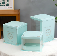 Boîte à gâteau semi-transparente de 6/8/10 pouces, boîte à gâteau carrée, simple ou double couche, boîte à pâtisserie surélevée en papier sans ruban