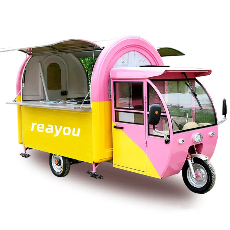 Tricycle électrique à 3 roues, chariot de distribution d'aliments, snacks petit déjeuner mobile, remorque de camion