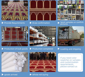 Custom High Quality Polyester Machine Made Mosque Masjid Prayer Carpet Muslim Use Red High Pile Home Use Floor Roll for Events - Product Image 4