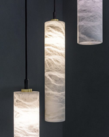 Lustre cylindrique moderne de luxe nordique en albâtre pour villa, escalier, hall d'hôtel, salon, décoration intérieure, luminaire suspendu