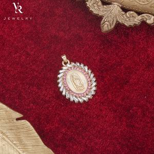 Collar Religioso Chapado en Oro de Alta Calidad FP1250, Circonita Cúbica, Estatuas de la Virgen, Joyería Católica, Collar con Colgante de la Virgen María - Product Image 4