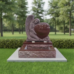 UNION STONE Bon Prix Pierre de granit rouge, Pierre tombale en forme de cœur d'ange unique, Monument funéraire au design unique pour cimetière - Product Image 1