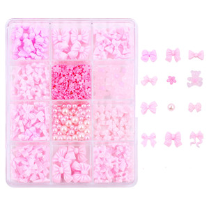 12 Grilles de Breloques pour Ongles Nœuds Roses, Nœuds en Résine 3D à Dos Plat, Décoration d'Ongles <span class=keywords><strong>avec</strong></span> <span class=keywords><strong>Strass</strong></span> pour Accessoires de Manucure DIY - Product Image 1