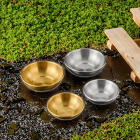 Ensemble de bols en acier inoxydable doré et argenté poli, style coréen, compatibles lave-vaisselle, pour servir les aliments, le camping et les fêtes
