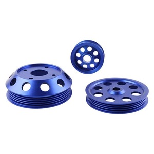 Auso-Racing V-Belt <b>Pulley</b> Kit Aluminum Alloy 3 Grooves Blue For Nissan 240SX S14 S15 SR20 1989-1998 - Product Image 4