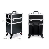 Professionnel 4 en 1 grand coiffeur en aluminium maquillage Trolley Case vernis à ongles organisateur voyage roulant maquillage Train Case