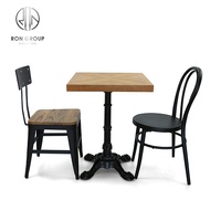 Table de restaurant d'extérieur moderne, style antique, taille personnalisée, carrée, en chêne massif, mobilier durable