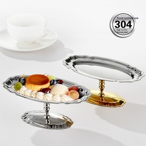 Eleganter ovaler Dessert-Servierständer aus Edelstahl 304 mit Fuß für Obstsalat, Eiscreme, Kekse, Kuchen und Partys - Product Image 3