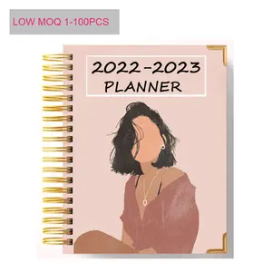 Free sample Custom A4 A5 Printing Rose Gold Foil Spiral Organizer Hardcover Journal Diary Notebook Planner