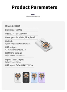 Nouvelle batterie externe <span class=keywords><strong>sans</strong></span> <span class=keywords><strong>fil</strong></span> à charge rapide magnétique mini en alliage d'aluminium DEJI 15w 10000mah - Product Image 3
