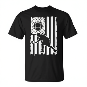 T-shirt à manches courtes en coton noir pour hommes, avec drapeau américain, USA, patriotique, Bocce Ball - Product Image 2