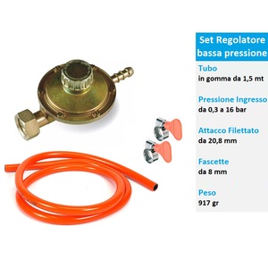 Kit de régulateur de gaz basse pression avec tuyau de 1,5 mètre et 2 colliers de sécurité pour cuisinières à gaz, barbecues - Product Image 2