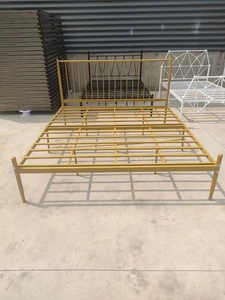 Industrial Sell Single Tier Coated Pipe Metal <b>Bed</b> <b>Frame</b> Type <b>Platform</b> Bedroom Dormitory Construction Furniture <b>Bed</b> King-size - Product Image 4