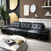 Ensemble de canapés sectionnels en forme de L en cuir véritable de conception européenne luxueuse, avec coussins rembourrés en mousse, appartements, villas, hôtels