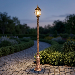 Mât en alliage d'aluminium de style européen pour jardin, rue, parc, avec source lumineuse LED RGB, étanche IP65, alimentation CA, pour villa - Product Image 6