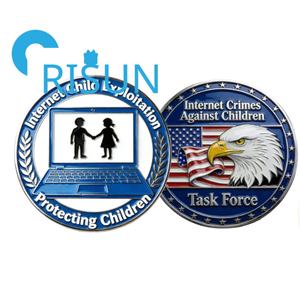 Pièces commémoratives en métal sur mesure en or et argent antique, souvenirs, forces spéciales de la tâche d'investigation sur les crimes violents contre les enfants (ICAC), pièces de défi - Product Image 6