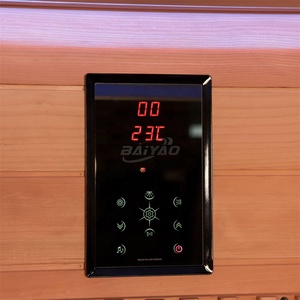 Sauna infrarouge lointain en bois massif à spectre complet, design moderne, pour 1 à 2 personnes, avec panneau de commande informatisé et fenêtres en traversée - Product Image 6