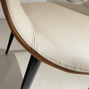 Poltrona in Pelle PU Bicolore <span class=keywords><strong>Crema</strong></span> Beige e Marrone con Gambe in Metallo Nero Affusolate - Product Image 3