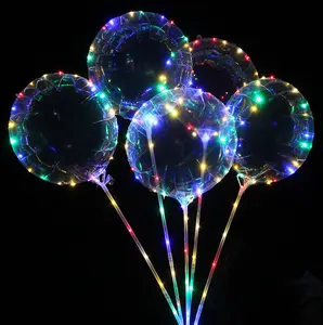 hot sale 20 inch large led light up red blue flash adult party transparent helium balloons for sale