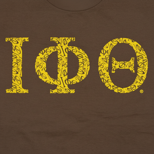 Camiseta gráfica con letras griegas Iota Phi Theta Camiseta de fraternidad marrón y amarilla Ropa griega Premium para hermanos - Product Image 1