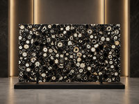 Dalle de pierre semi-précieuse en agate noire polie pour panneau mural rétroéclairé, plan de travail de bar, plateau de table basse, plateau de console et surface découpée sur mesure