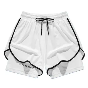 Men's Summer Thin Ice Silk Quick-drying Shorts Running Fitness 2 In 1 Basketball Shorts For Men Sports Shorts