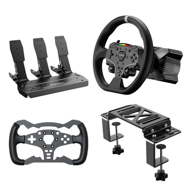 MOZA R3 PC Bundle Kit Direct Drive Wheel Base, Peak Torque APP Cloud Control With Wheel 3 Pedals Table Clamp For PC Sim Racing