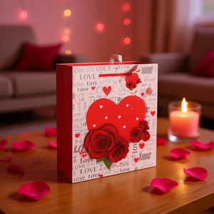 Bolsa de Regalo para San Valentín 10.24X3.94X12.6 Impresión Offset en Plástico Estilo Clásico para Suministros del Día de San Valentín - Product Image 2