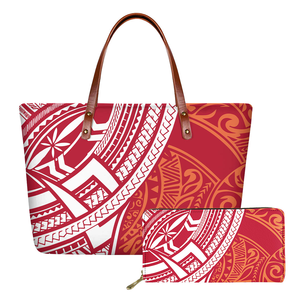 Dompet kustom baru dan tas tangan wanita mewah Tuning Tribal merah tato dicetak tas Polinesia tas Tote bahu dompet yang cocok - Product Image 1