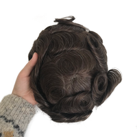 Prothèse capillaire pour homme en cheveux humains naturels, ultra-fine, transparente, en dentelle suisse et base PU fine, à prix d'usine compétitif