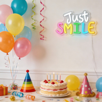 Neonawall Just Smile, Luz LED de Neón Acrílica con Alimentación USB, Forma Personalizable, Decoración Positiva para Pared, Habitación, Estudio, Fiesta, Negocio
