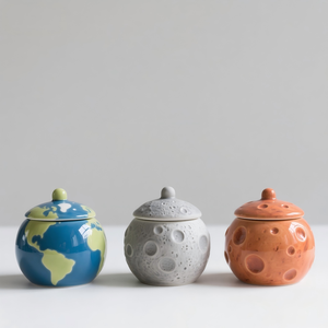 Cendrier en céramique Planètes avec couvercle, Cendrier créatif Lune & Mars, Décoration d'intérieur sur le thème spatial, 4.3x4.3x3.5 pouces - Product Image 4