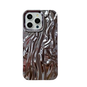 Coque de téléphone antichoc en TPU électroplaqué style Ins, motif crêpe de soie 3D couleur unie pour iPhone 16, 14/15 <span class=keywords><strong>Pro</strong></span> Max et 13 - Product Image 5