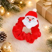 Shily&OS Vente en gros Chouchou de Noël en velours et peluche, motif renne, bonhomme de neige, Père Noël, avec clochette, élastique à cheveux tressé avec clochette