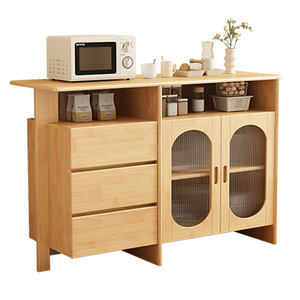 <b>Sideboard</b> <b>Storage</b> Cabinet With Drawers And Glass Doors For Dining Room Solid Wood Design 900mm High - Product Image 1