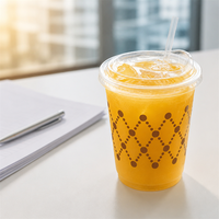 Gobelets en plastique PET jetables à paroi simple de 16 oz avec logo personnalisé, en forme de U, avec couvercle, pour bubble tea