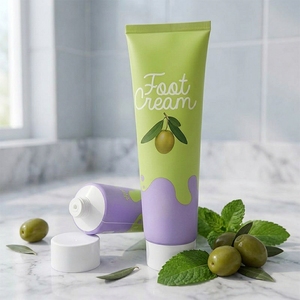 Tube en plastique vert D40mm pour emballage cosmétique 100ml, impression offset personnalisée, crème pour les pieds et soins de la peau - Product Image 2
