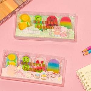 Lot de 4 gommes fantaisie en forme de crème glacée, mignonnes et de haute qualité, fournitures scolaires promotionnelles pour enfants - Product Image 3