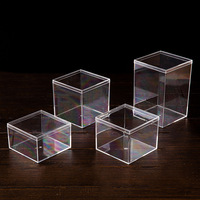 Boîte cadeau portable en acrylique 4 x 4 x 4 pouces, boîte carrée en acrylique, boîtes de présentation en plastique transparent avec couvercles, étui de présentation, conteneur