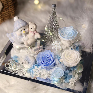 Nuevo Adorno de Flor Eterna 2026: Muñeco de Nieve Abrazando una Rosa, Caja de Regalo de Flor Eterna de Alta Gama para Navidad - Product Image 3