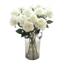 Rose artificielle en velours à tige unique, grande taille, texturée et gaufrée, pour décoration murale florale de mariage, d'hôtel et de la Saint-Valentin