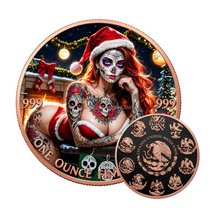 1oz .999 Reines Kupfermünze Weihnachts-Zuckerschädel Catrina Farbige Gedenkmünze Mexikanischer Adler Souvenir Metallmünze - Product Image 2