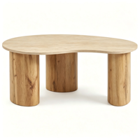 Table basse en bois moderne et minimaliste, forme galet irrégulière, base à trois pieds, mobilier de maison durable, livraison directe d'usine