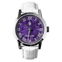 Montre personnalisée en cristal de dragon violet naturel, mouvement mécanique japonais 8215, résistante à l'eau 50m, boîtier en acier inoxydable, aiguilles authentiques